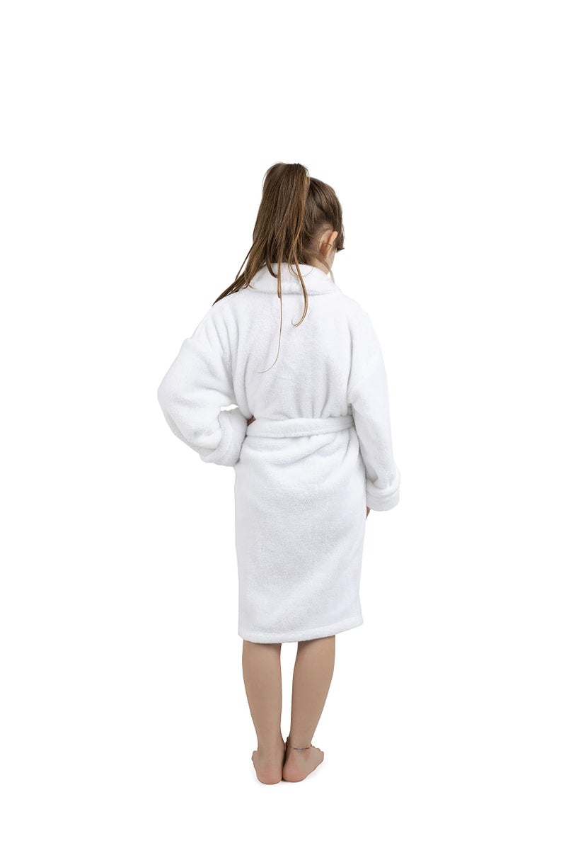 BC BARE COTTON Bare Cotton Kids Microfiber Fleece Shawl Robe - Girls - White - Medium - Image 2
